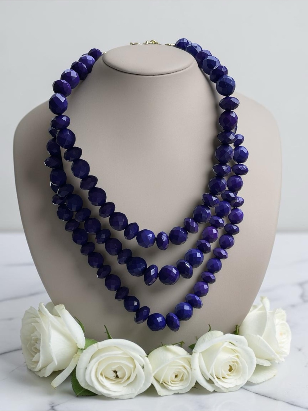 Sugarfix by BaubleBar Triple Strand Purple Faceted Bead Statement Necklace